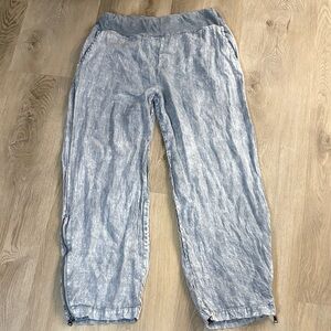 BEAU JOURS linen wide leg pants size small gray lagenlook artsy minimalist comfy